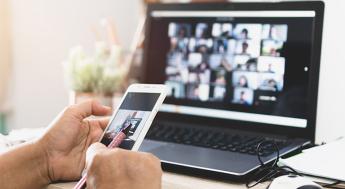 Using smartphone capture while Video call working learning from home.