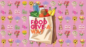 mothers day graphics with grocery bag for the may food giveaway