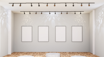 art gallery with empty wall canvasas