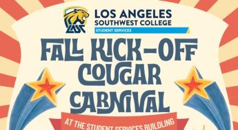 fall kick off written in carnival theme with LASC student services logo