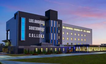 Los Angeles Southwest College Cox Building at twighlight