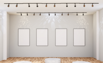 art gallery with empty wall canvasas