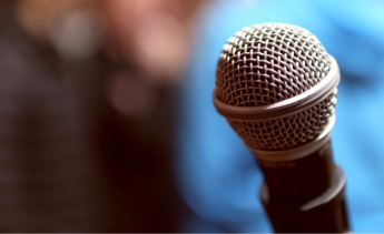 artistic photo of microphone on stand 