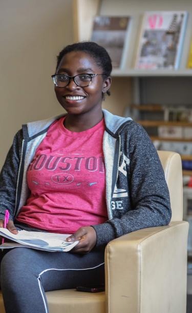 Girl Student at Library 