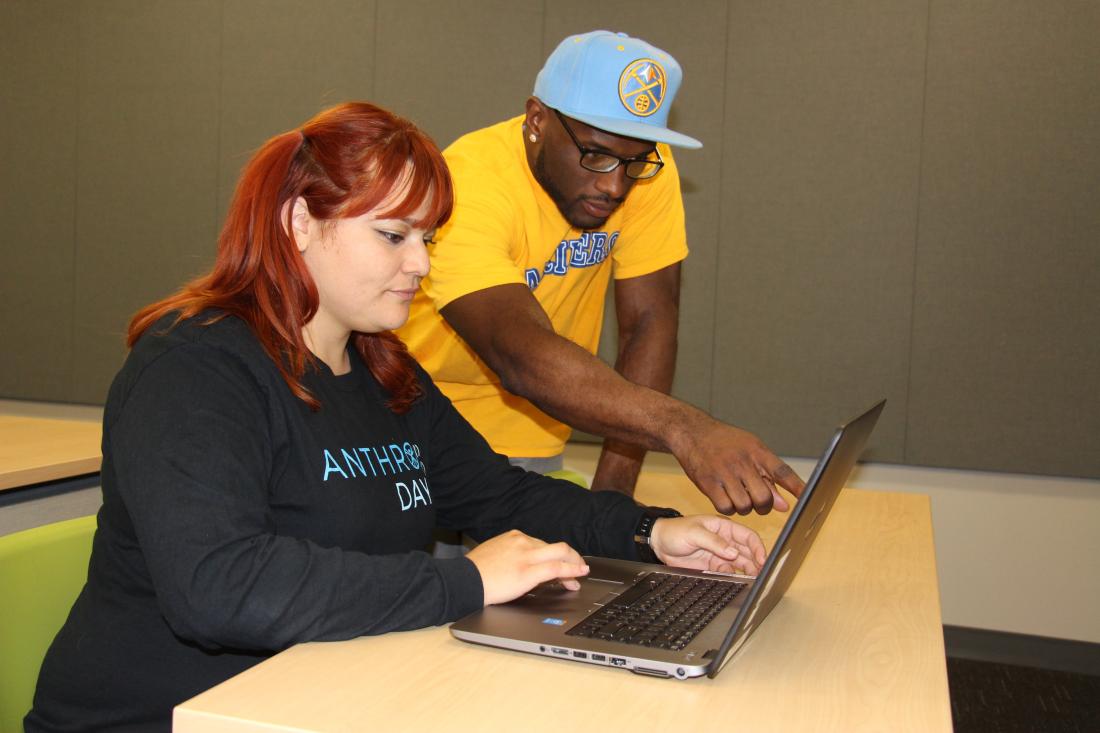 Students working on computer