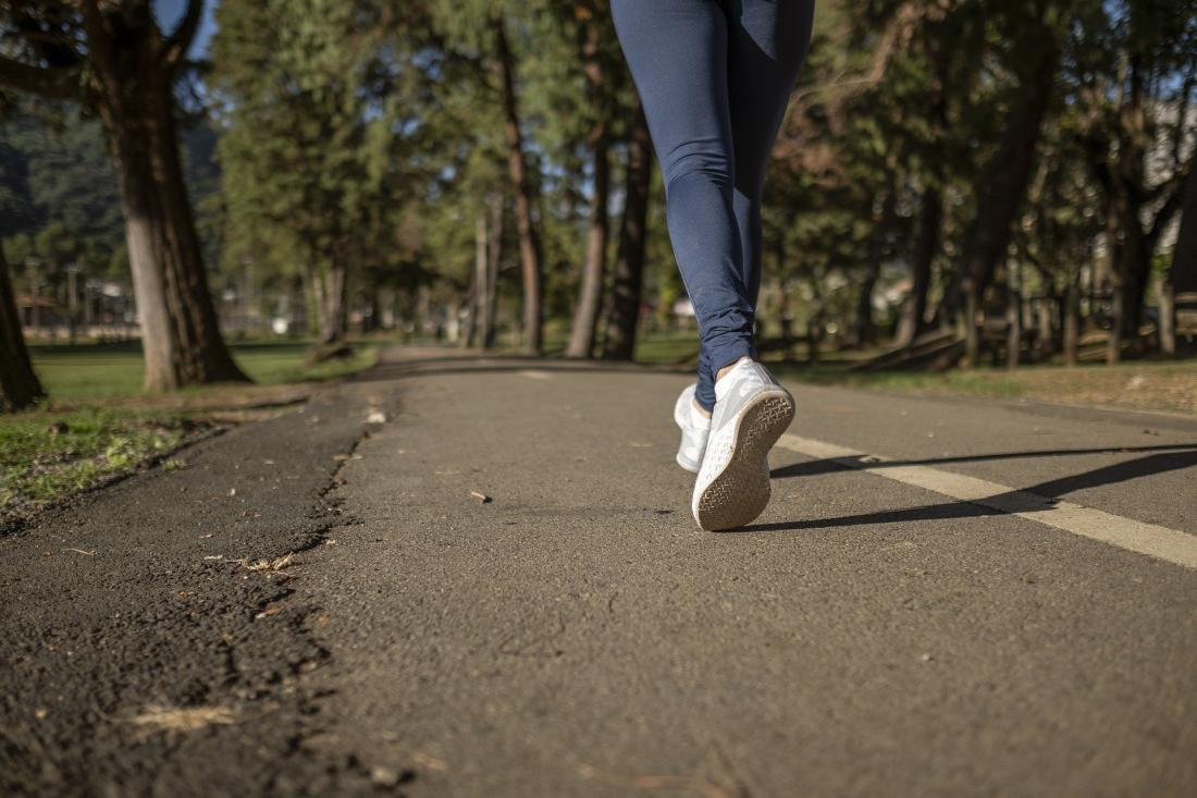 Person Running on a Road Surrounded by Trees