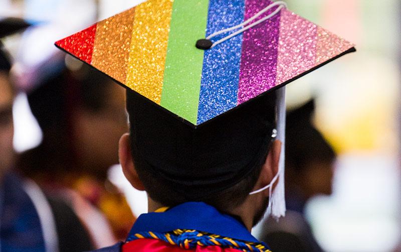 Graduation cap worn at Commencement