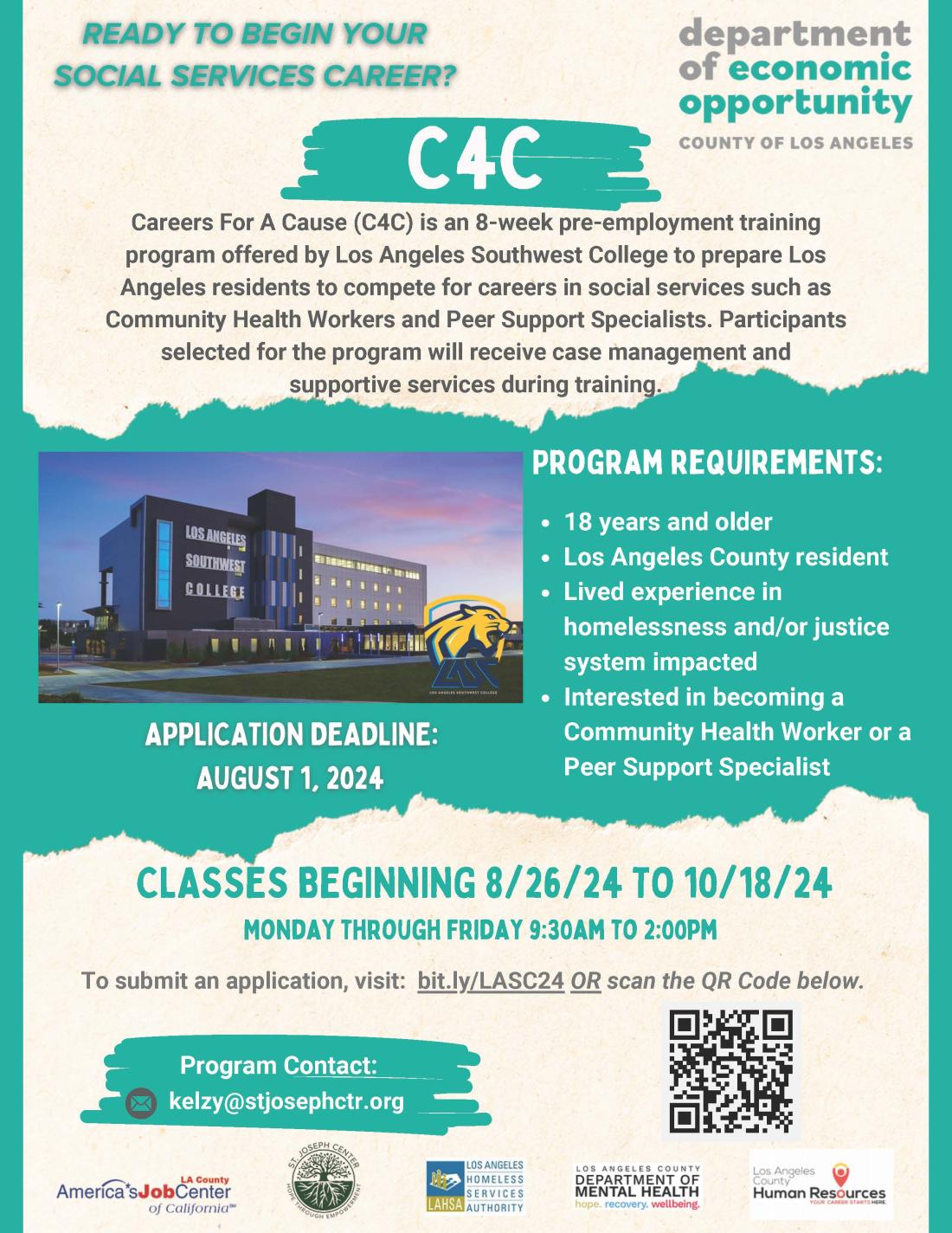 flyer announcing Careers for a Cause application dates and deadlines.