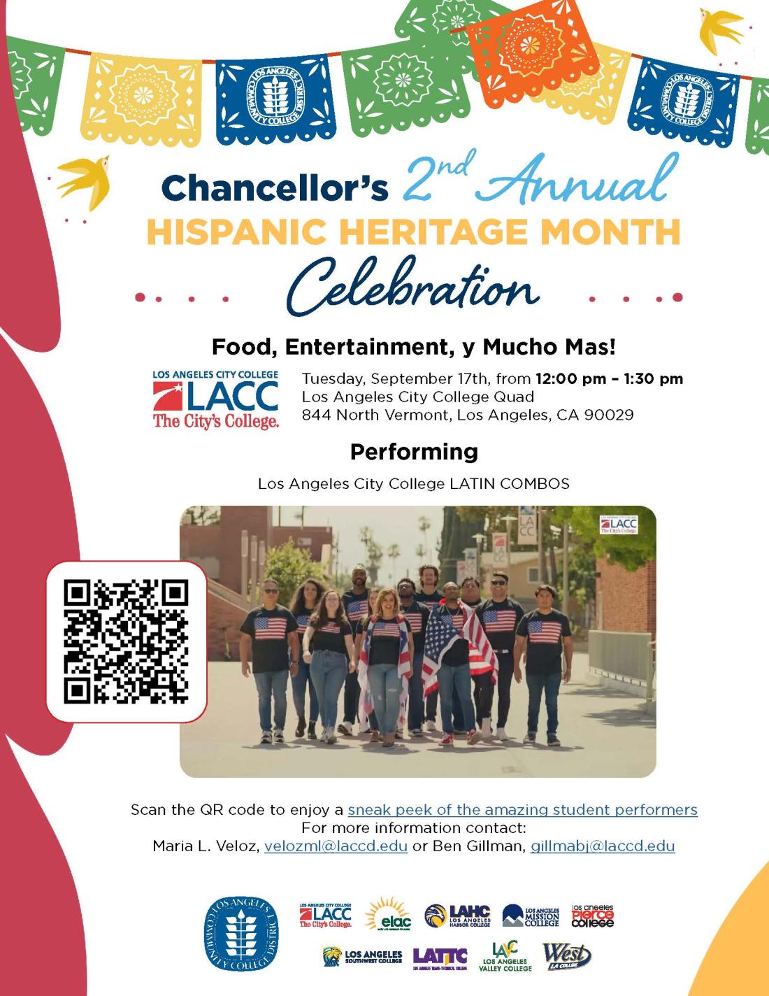 flyer announcing the LACCD Chancellor's 2nd Annual Hispanic Heritage Month Celebration