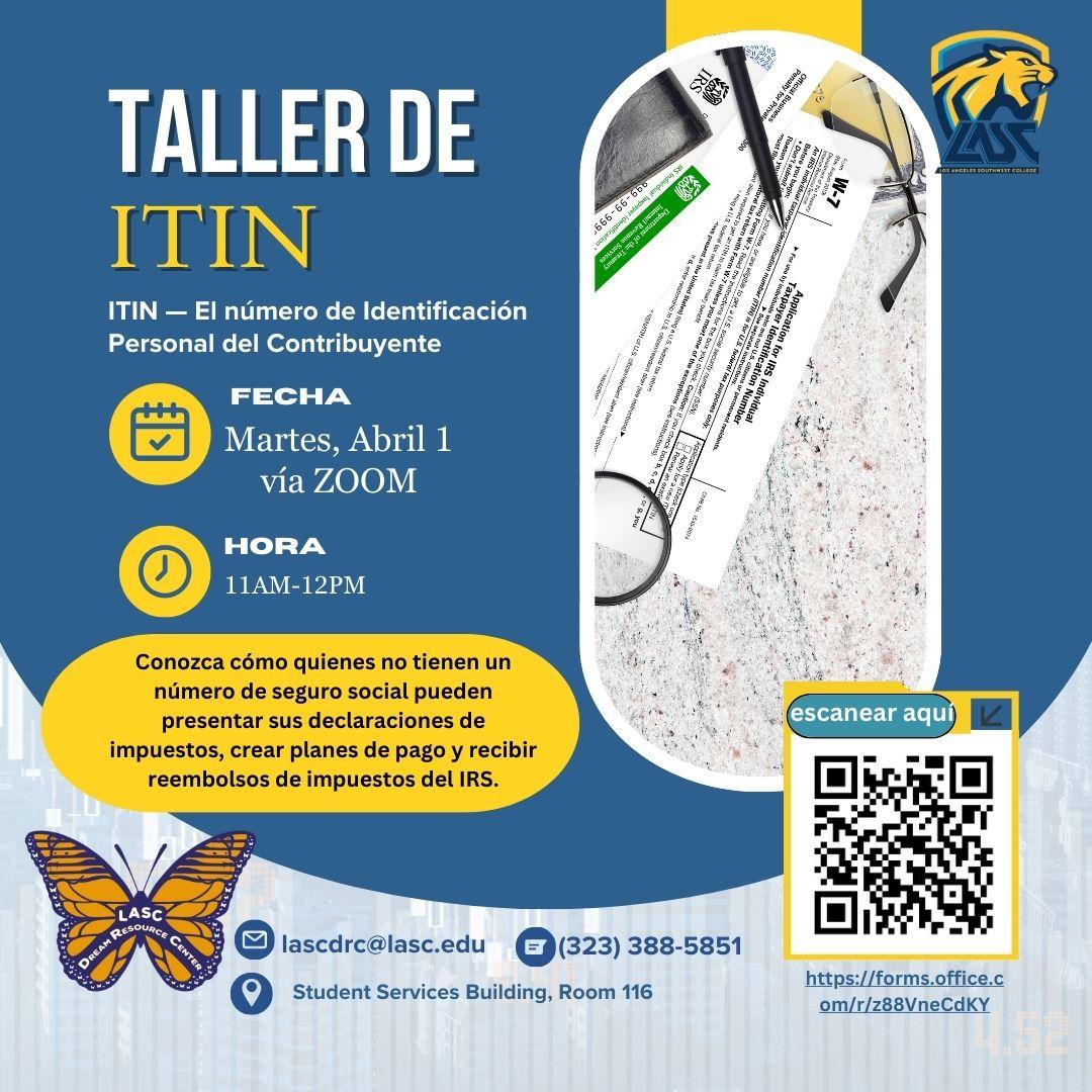 ITIN Workshop flyer in Spanish