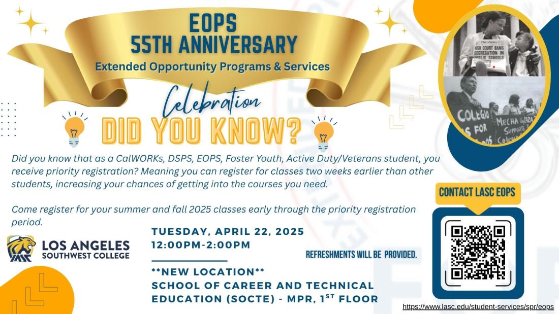 EOPS 55th Anniversary Celebrations image with event details