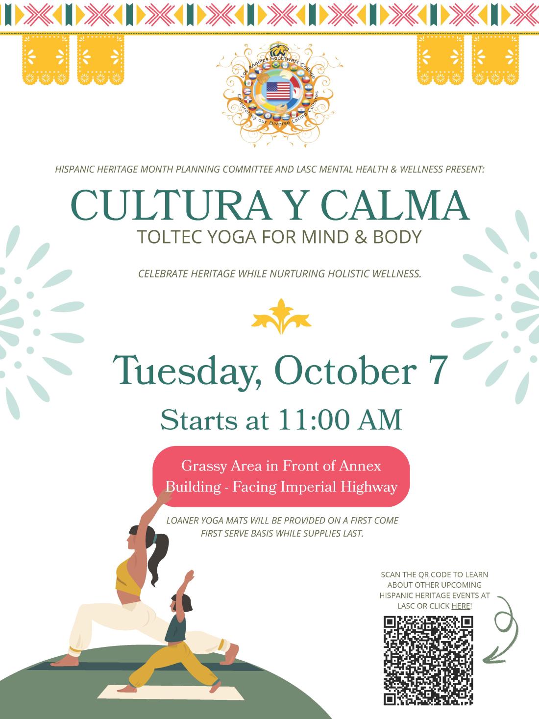 yoga event flyer featuring event details