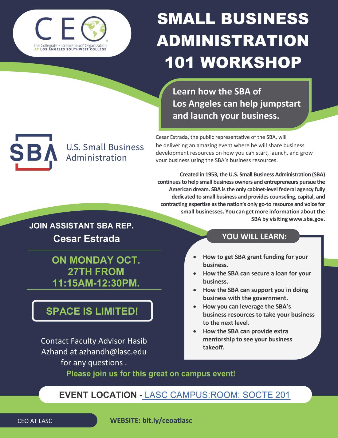 small business administration workshop event flyer