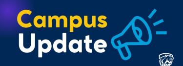 campus update with megaphone on blue background